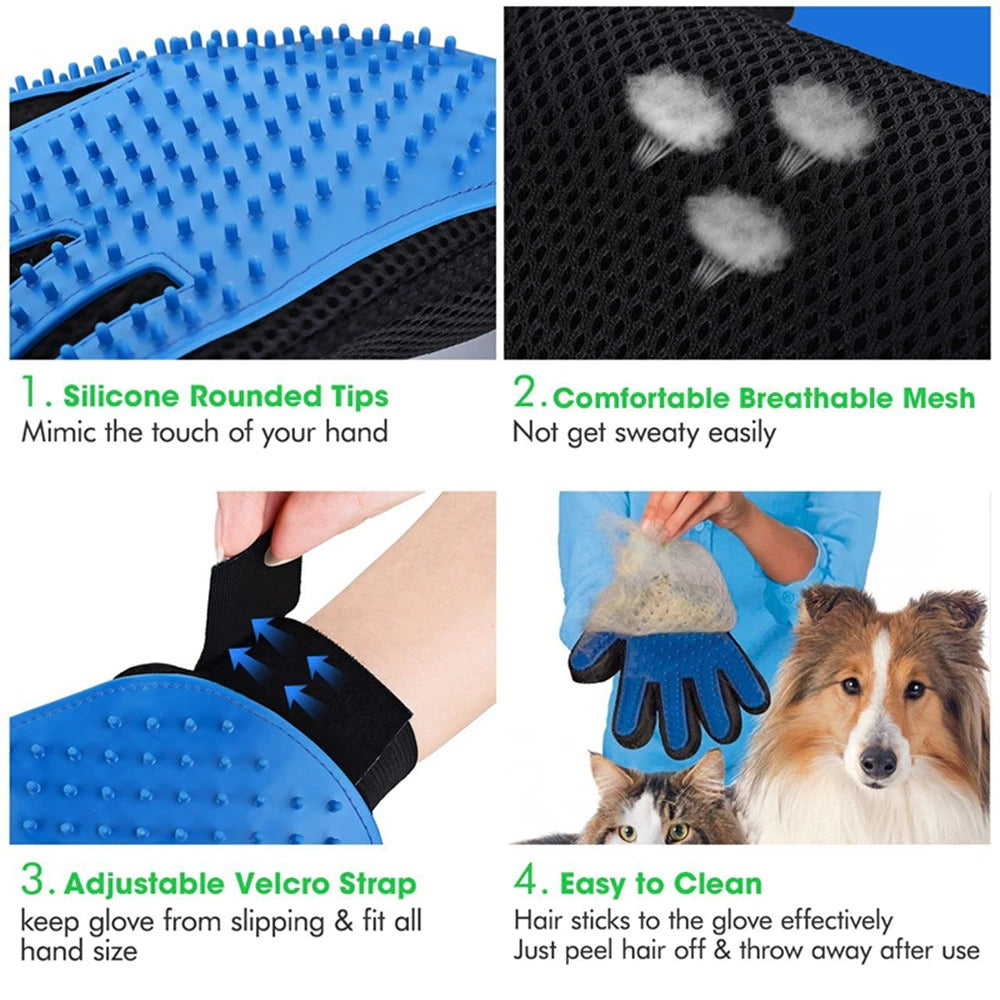 Pet Grooming Glove for Cats and Dogs