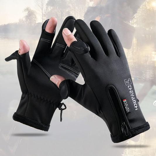 Opened-Finger Gloves Waterproof Windproof Warm Winter Gloves For Cycling Fishing Skiing